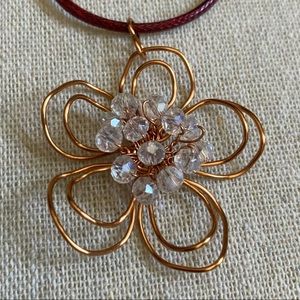 Copper wire apricot blossom with glass beads